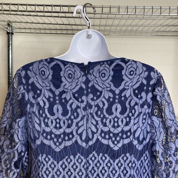 Adrianna Papell Women's Blue Lace Midi Dress Size 12 Elegant Party Occasions - Picture 10 of 11